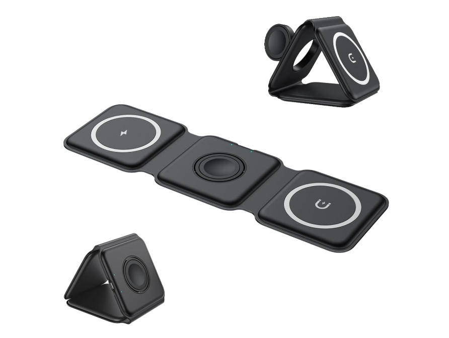 O-Lonnie HD-02 3 in 1 Wireless Charger,Magnetic Foldable Charging Station,Fast Wireless