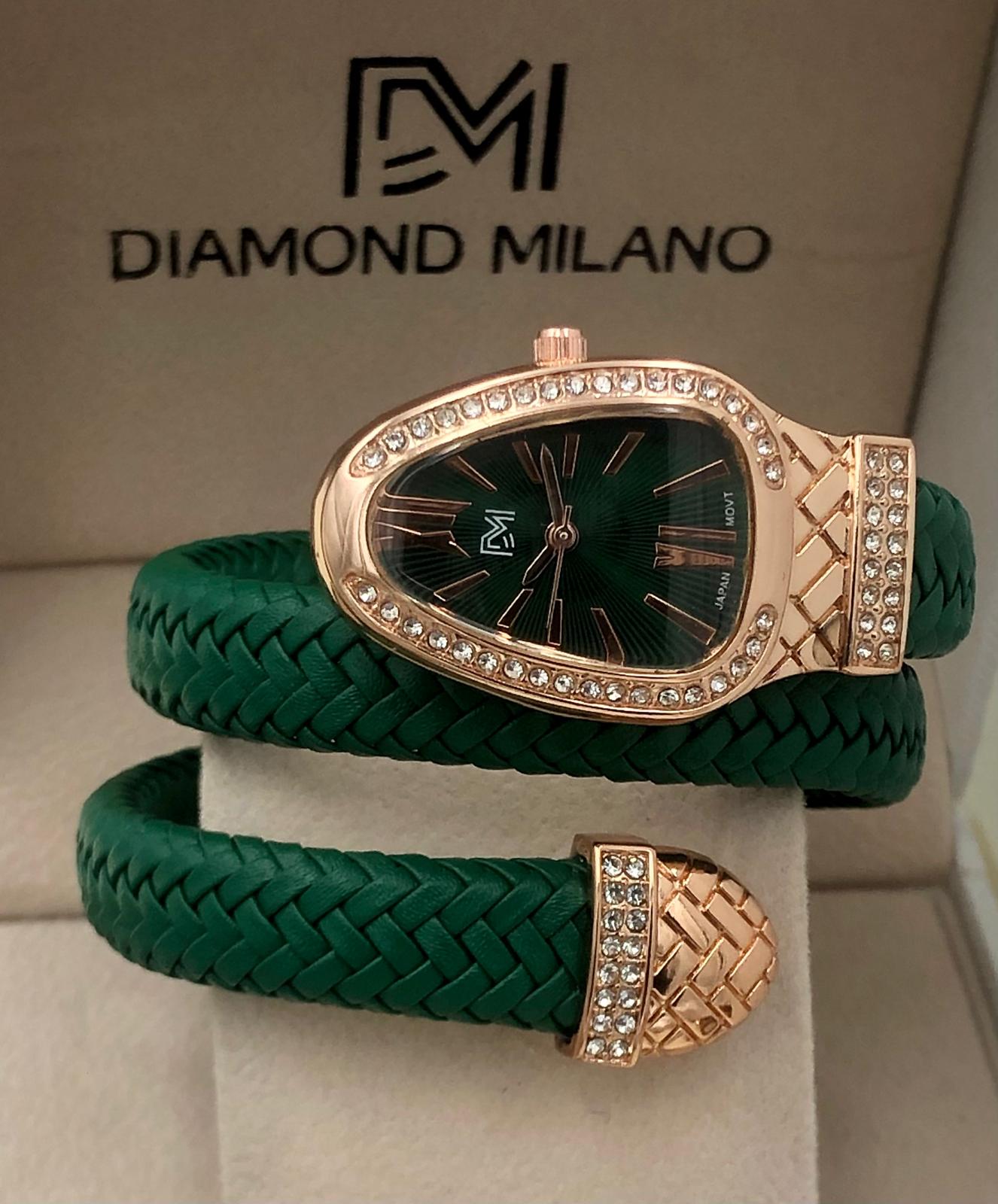 Braided Leather Diamond Serpentine Timepiece