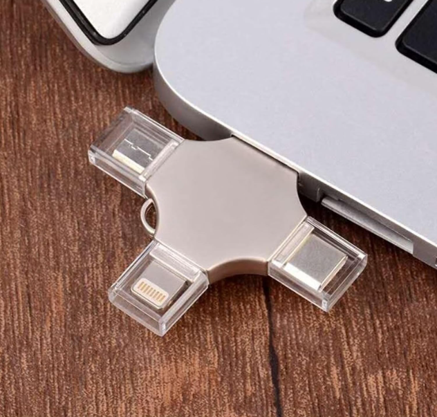 1TB, 4 in 1 Port Ultra Fast USB 3.0 Flash Drive Memory Stick for Samsung iPhone