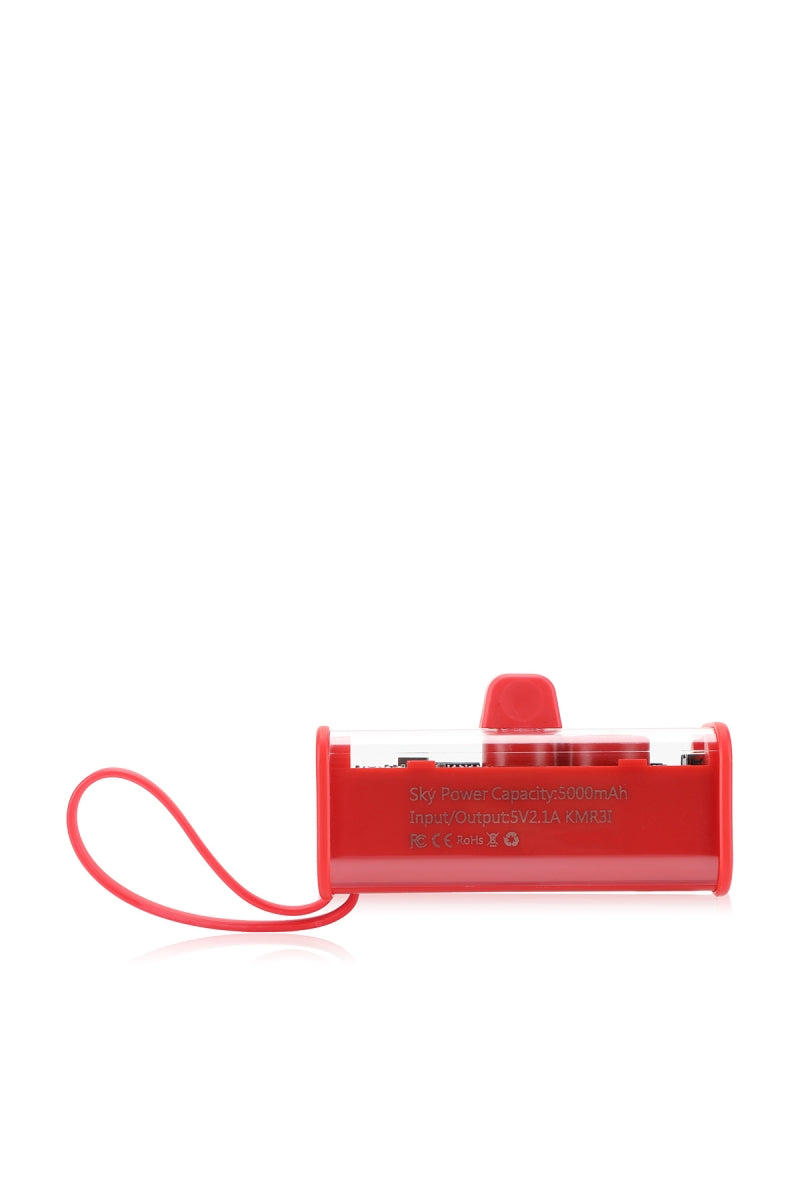 Pocket Power Bank 5000mAh Lightning + USB-C Cable - Red/Purple