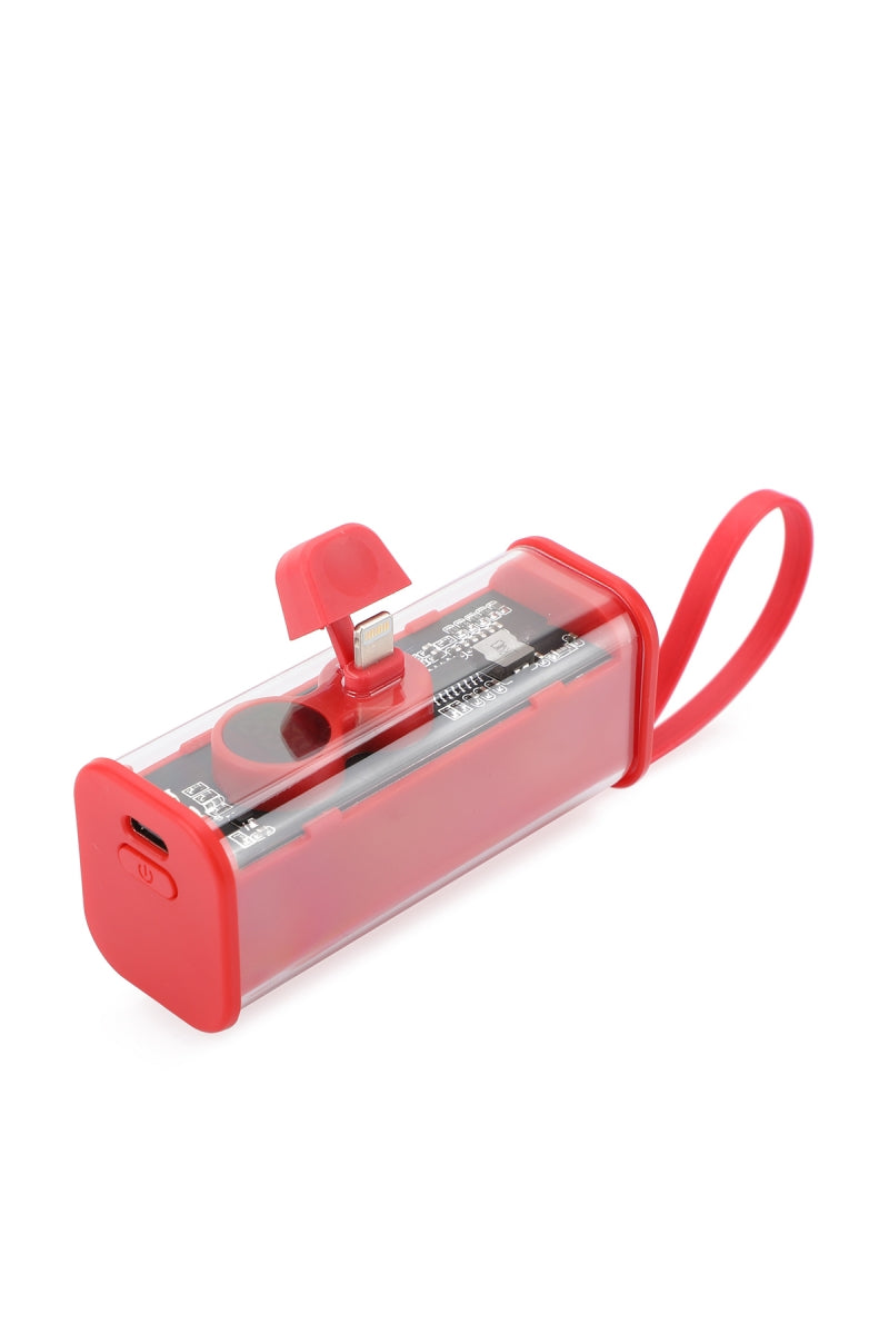 Pocket Power Bank 5000mAh Lightning + USB-C Cable - Red/Purple