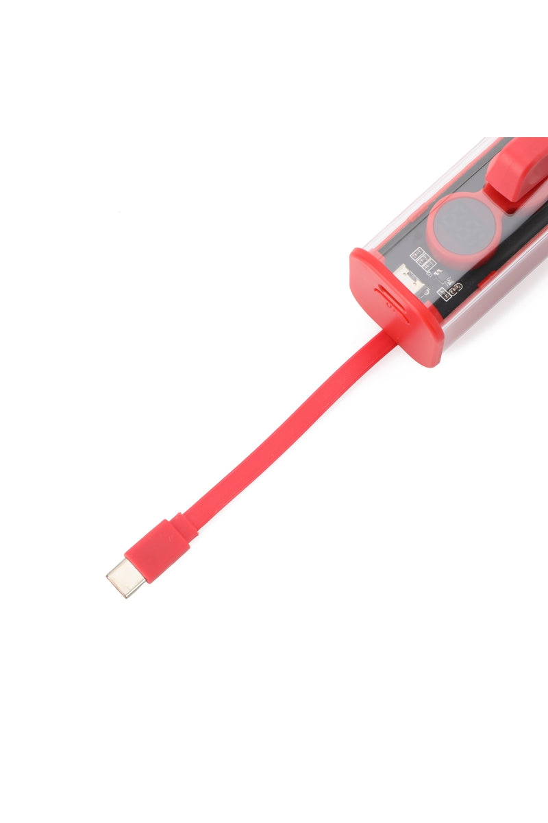 Pocket Power Bank 5000mAh Lightning + USB-C Cable - Red/Purple