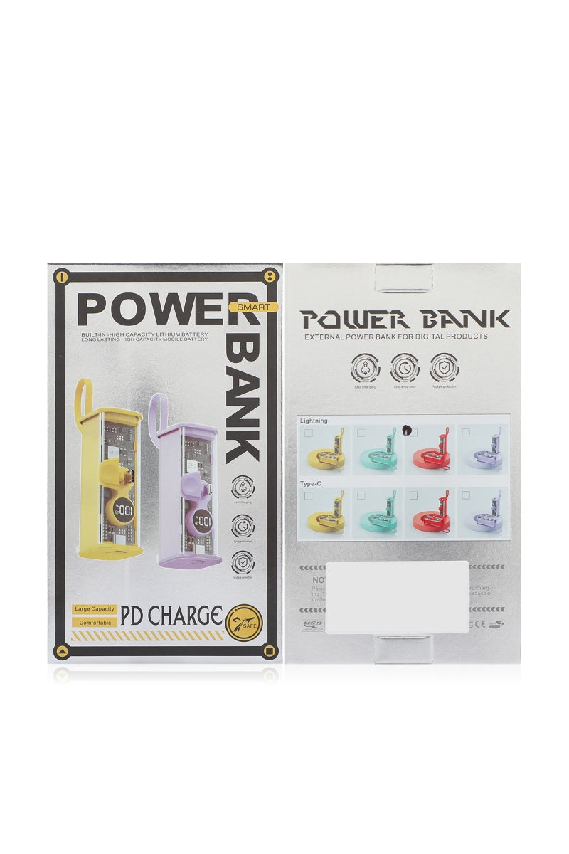 Pocket Power Bank 5000mAh Lightning + USB-C Cable - Red/Purple