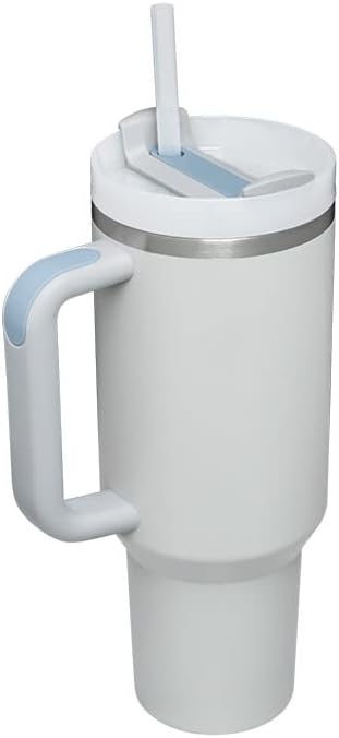 BAISHIDA 40 oz Tumbler with Handle and Straw, Insulated Tumblers with Lid and Straws H2.0 40oz Tumbler Reusable Vacuum, Stainless Steel Travel Mug Water Bottle Cup - Fog