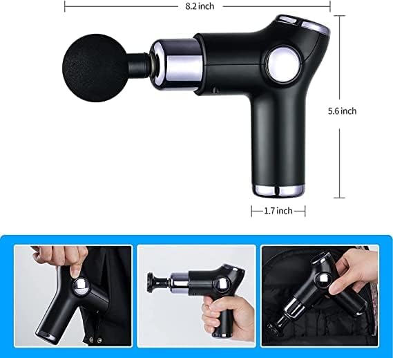 Earlmdom ET-V3 Portable Mini Massage Gun, Body Vibration Massager, Rechargeable Deep Muscle Massager for Pain Relief, 32 Speeds Electronic Display with 4 Massage Heads for Gym, Office, Home