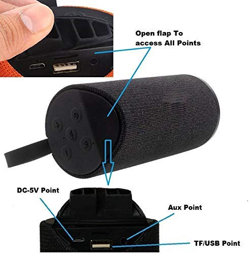 TG-113 Super Bass Portable Bluetooth Speaker with Mic Compatible, Calling/FM Support/AUX/USB/SD Card Suppor with All Smartphones(Black)
