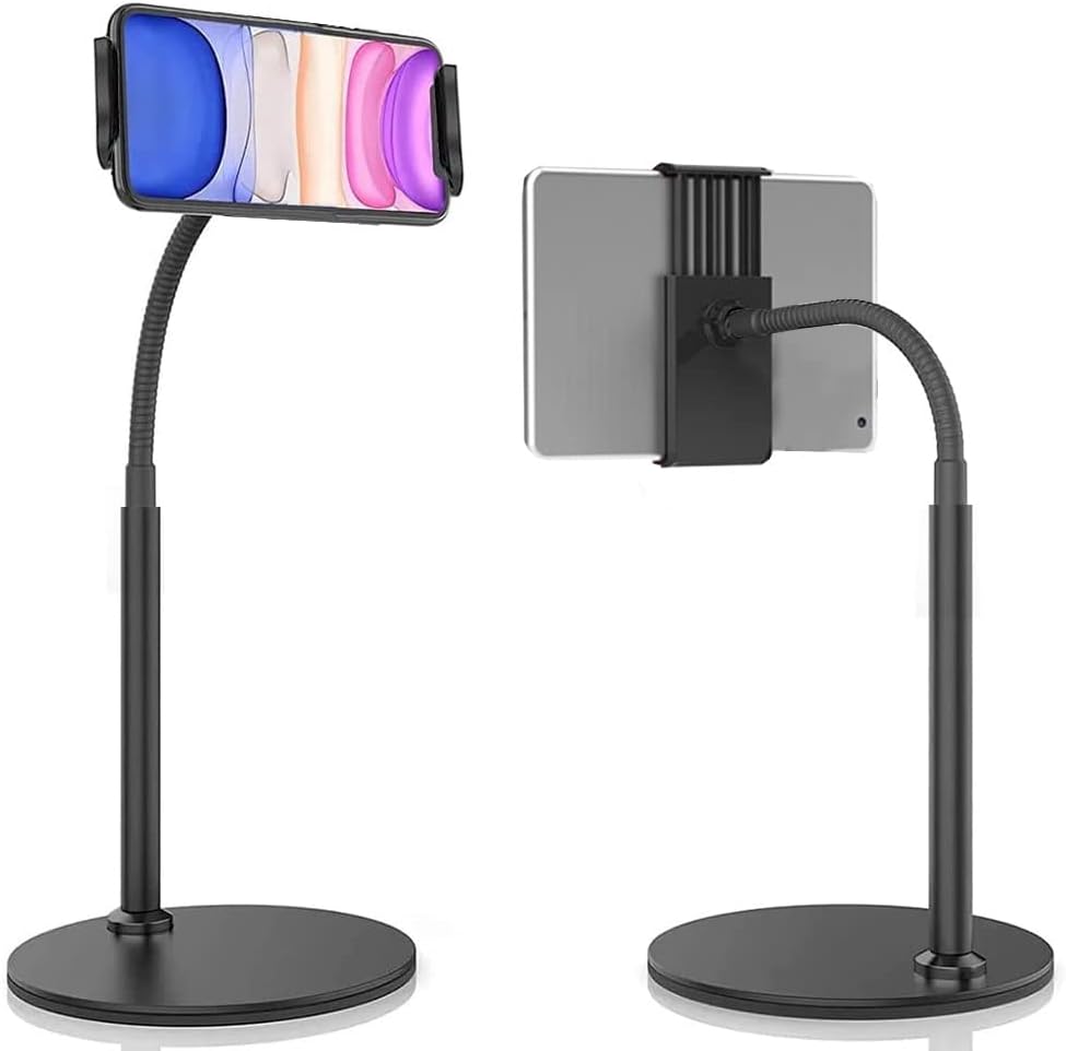 Mobile Phone Stand Vocal Stent Multifunctional Bracket Of Desktop Video Frame Use for Phone and iPad, Universal Lazy Stand Holder Stents Flexible Desk Table Bracket - Black