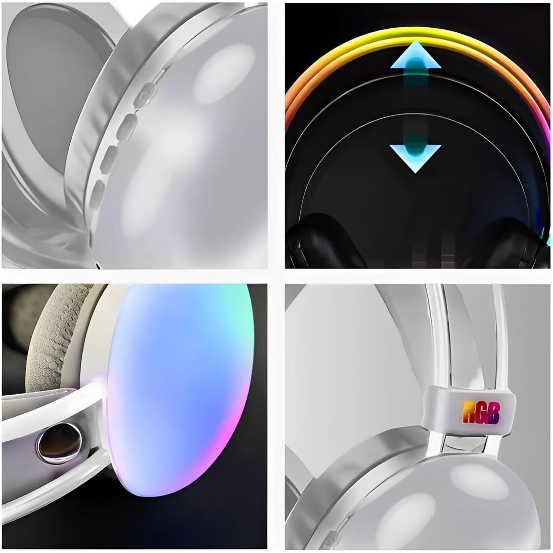 PM - 860 Wireless Bluetooth 5.3 Headphones, Green - Over Ear Gaming Headset with RGB Lights, Virtual 7.1 Surround Sound, USB Wired, Noise Cancelling Mic