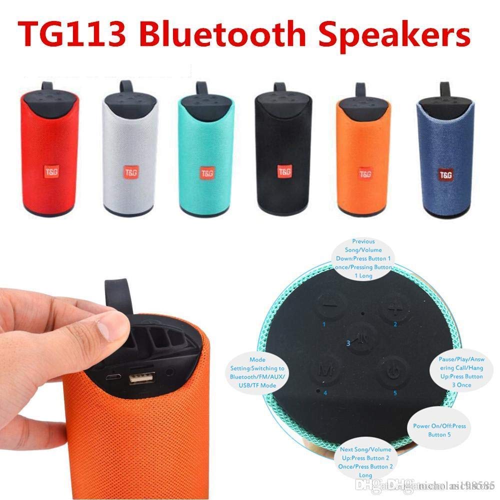 TG-113 Super Bass Portable Bluetooth Speaker with Mic Compatible, Calling/FM Support/AUX/USB/SD Card Suppor with All Smartphones(Black)