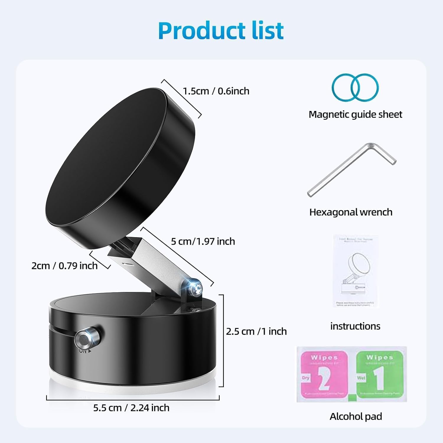 Vacuum Magnetic Suction Phone Holder,2025 Upgraded Adjustable Suction Cup Car Phone Mount,Foldable and Retractable Mobile Phone Holder for Car/Gym/Mirror/Smooth Surface to iPhone 16/15/14/13/12 Series