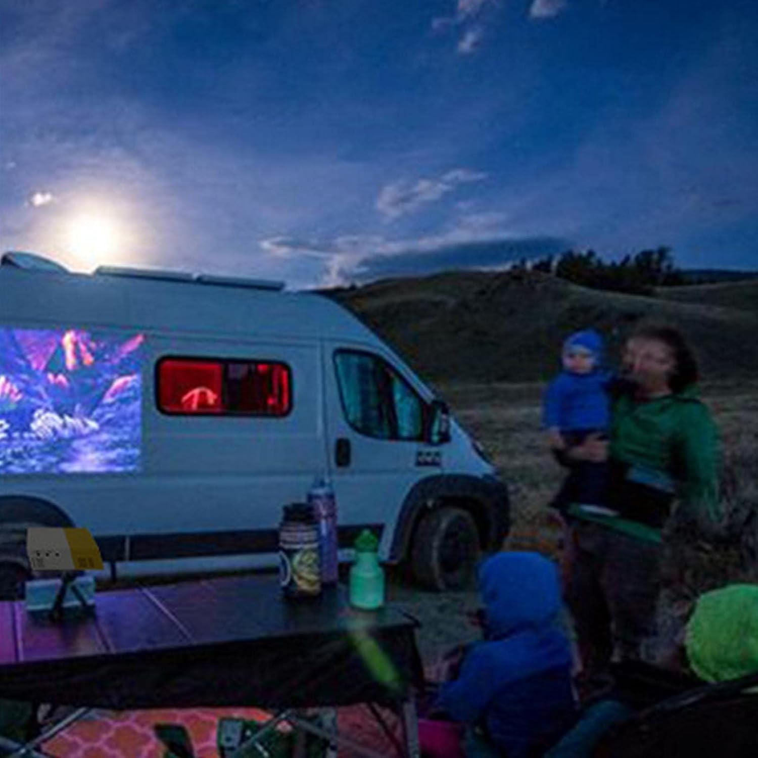 BITTU portable projector for camping, camping projector | Full HD 1080p outdoor projector with LED, phone projector for home theater for party, and adults, bedroom