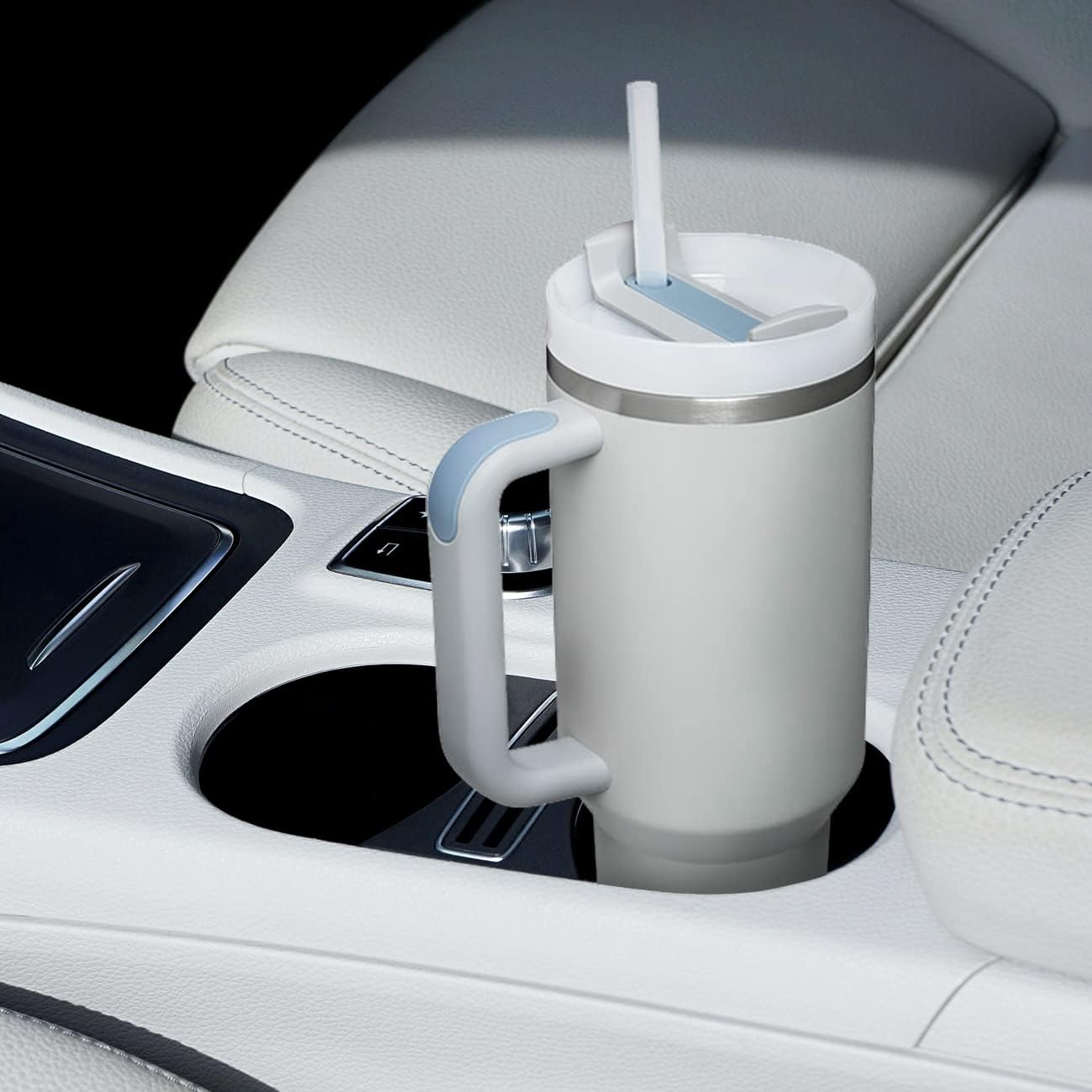 BAISHIDA 40 oz Tumbler with Handle and Straw, Insulated Tumblers with Lid and Straws H2.0 40oz Tumbler Reusable Vacuum, Stainless Steel Travel Mug Water Bottle Cup - Fog