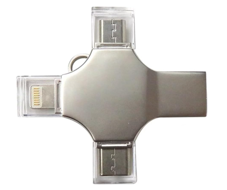 1TB, 4 in 1 Port Ultra Fast USB 3.0 Flash Drive Memory Stick for Samsung iPhone