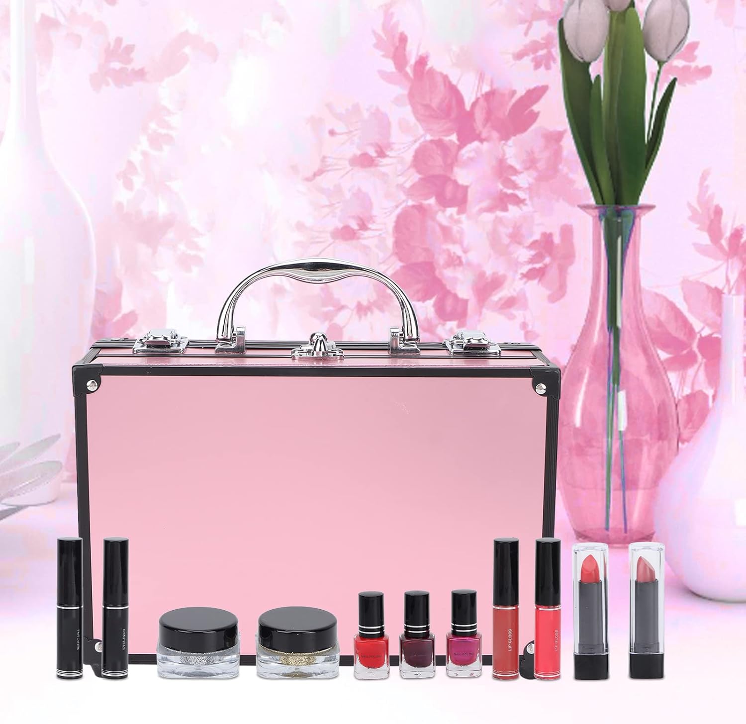 Makeup Nail Art Gift Set Eyeshadow Eyeliner Face Makeup Essential Starter Kit for Beginners Makeup Artist Women Home Travel Dance Stage Performance