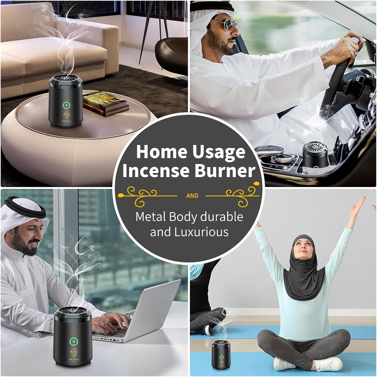 Mini Chargeble Incense Burner, Portable Electric Bakhoor, Bakhoor Burner Resin Burner, Car Small USB Power Incense Burner for Office and Car
