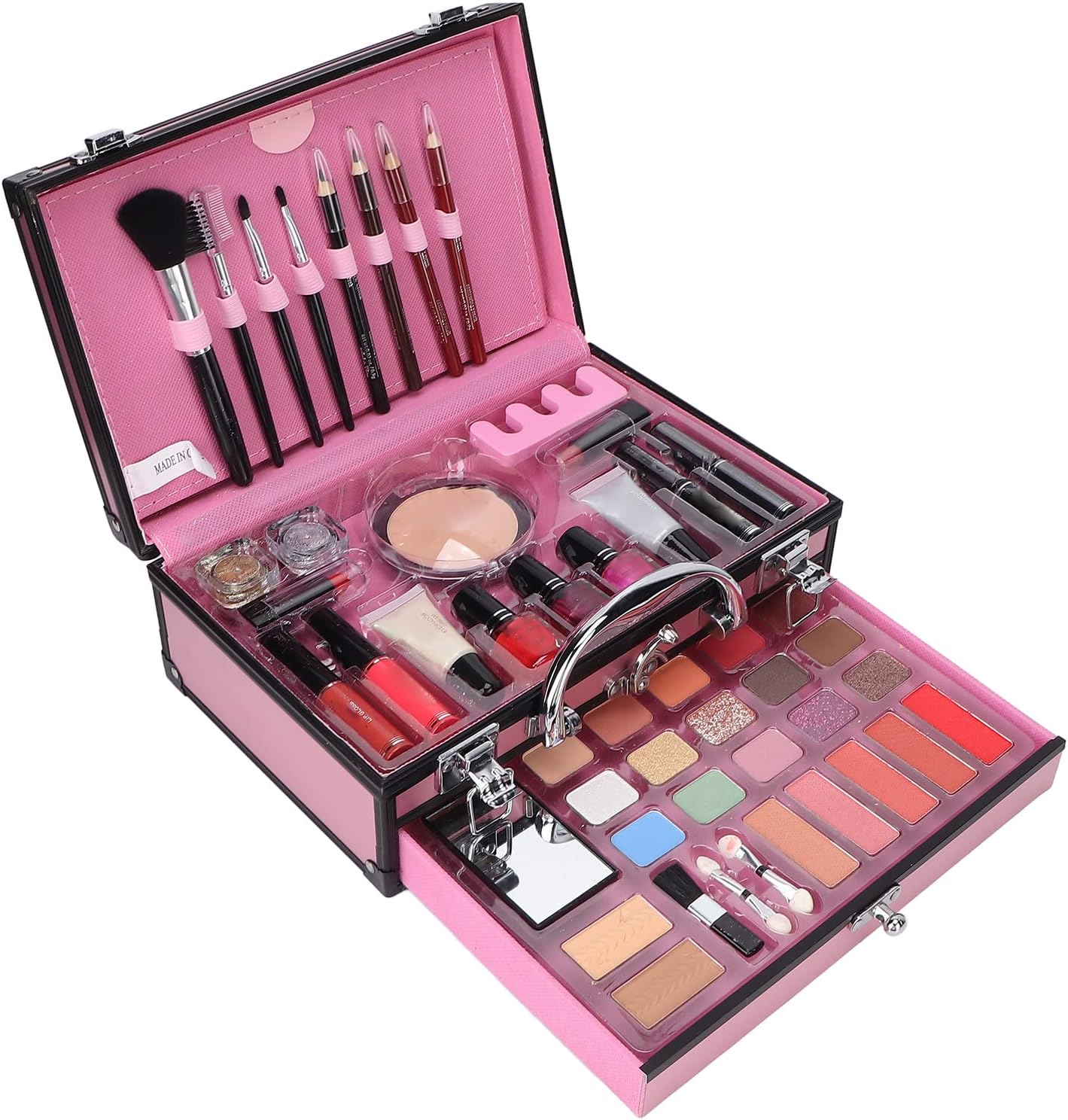 Makeup Nail Art Gift Set Eyeshadow Eyeliner Face Makeup Essential Starter Kit for Beginners Makeup Artist Women Home Travel Dance Stage Performance