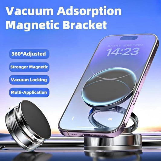 360° Foldable Magnetic Phone Mount, Adjustable & Retractable Magnetic Phone Holder, Rotating Suction Cup Phones Mounts, Hands-Free, for Car, On Table or Mirror (Black)
