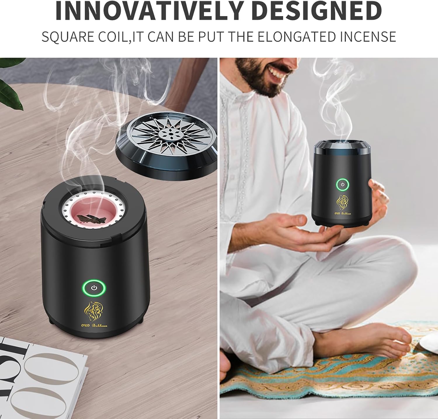 Mini Chargeble Incense Burner, Portable Electric Bakhoor, Bakhoor Burner Resin Burner, Car Small USB Power Incense Burner for Office and Car