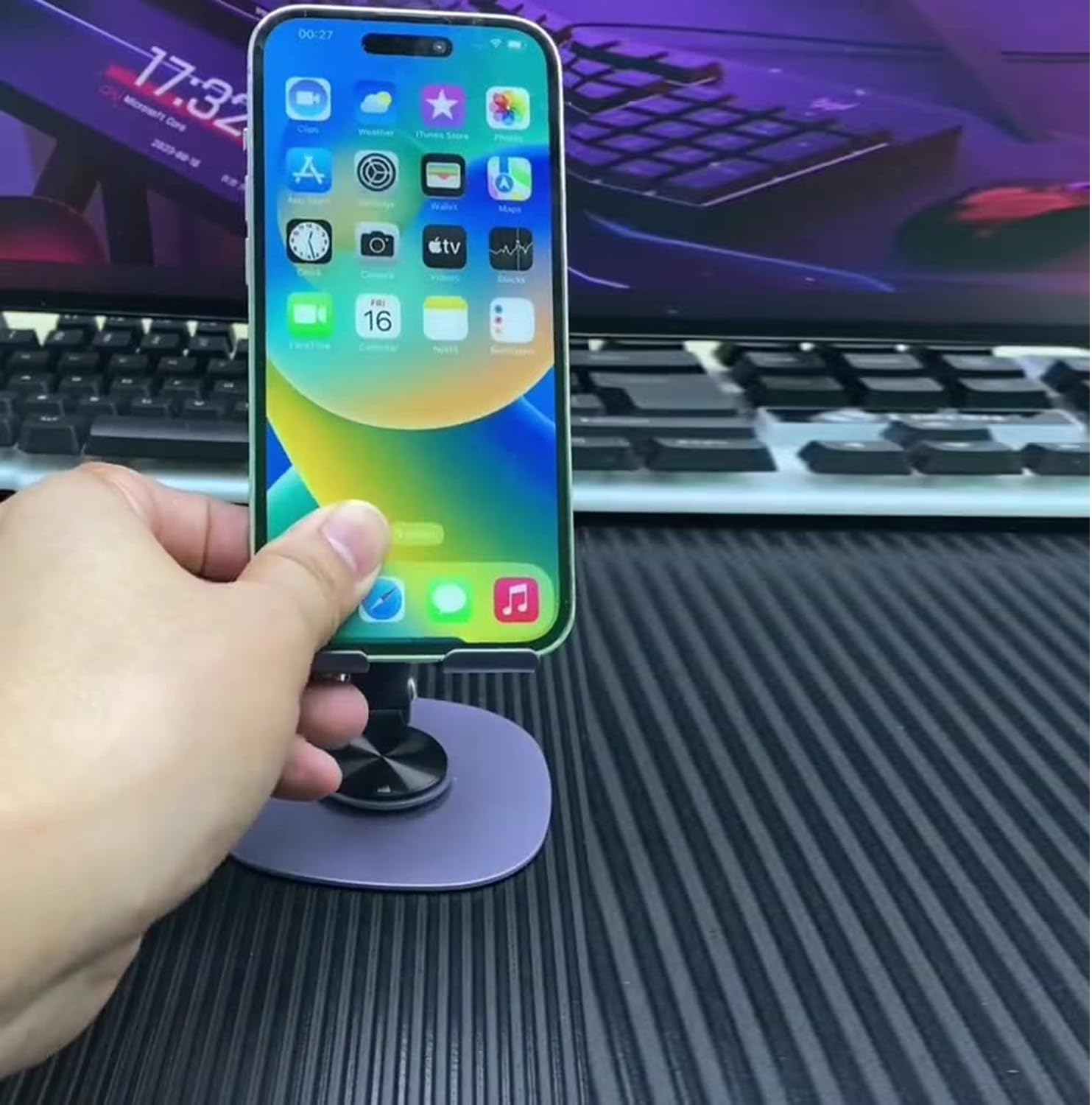Phone Stand Cellphone Holder Suitable for Mini Tablet Pad All Metal 360° Rotation Stable Adjustable Foldable Scalable Non-Slippery Portable for Travel