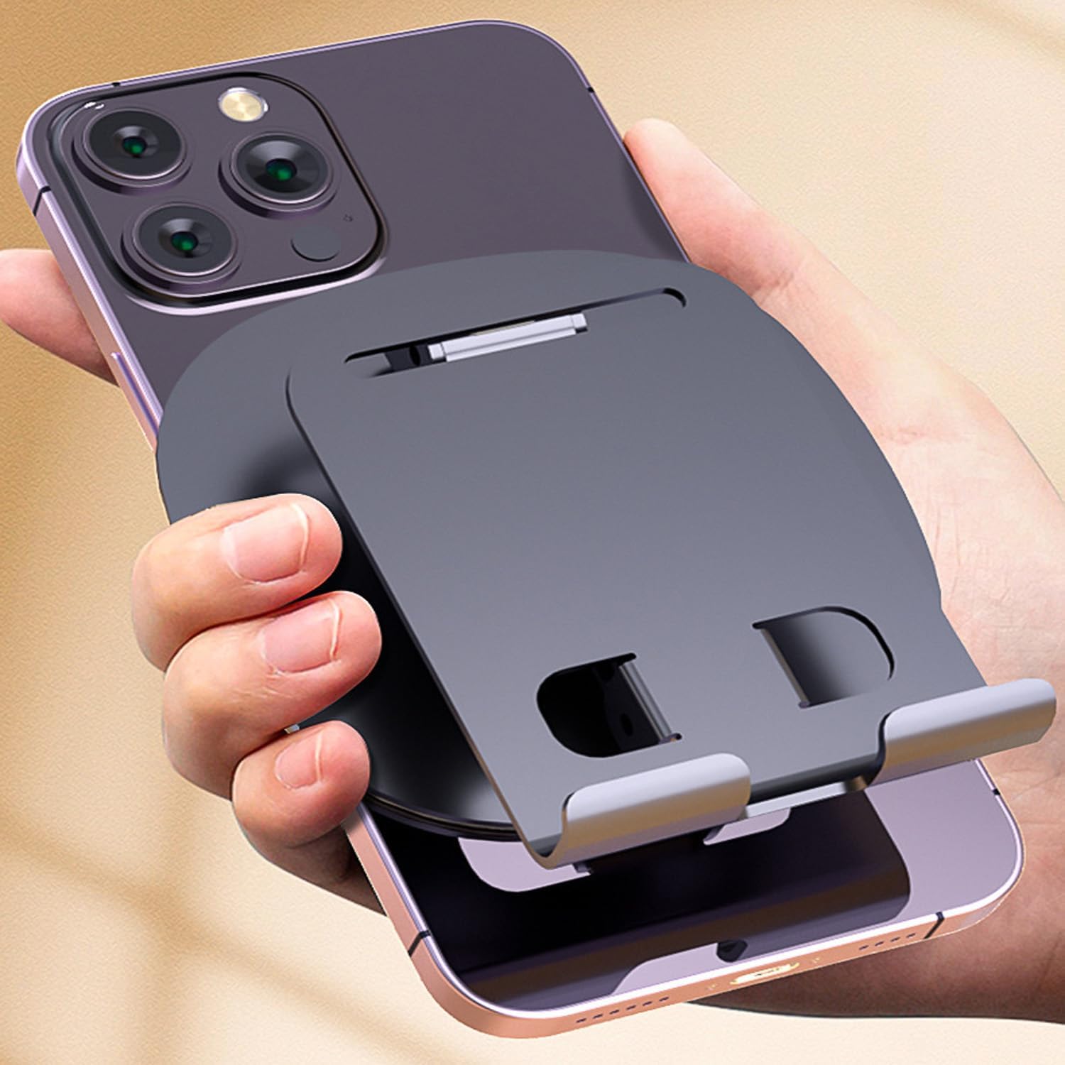 Phone Stand Cellphone Holder Suitable for Mini Tablet Pad All Metal 360° Rotation Stable Adjustable Foldable Scalable Non-Slippery Portable for Travel