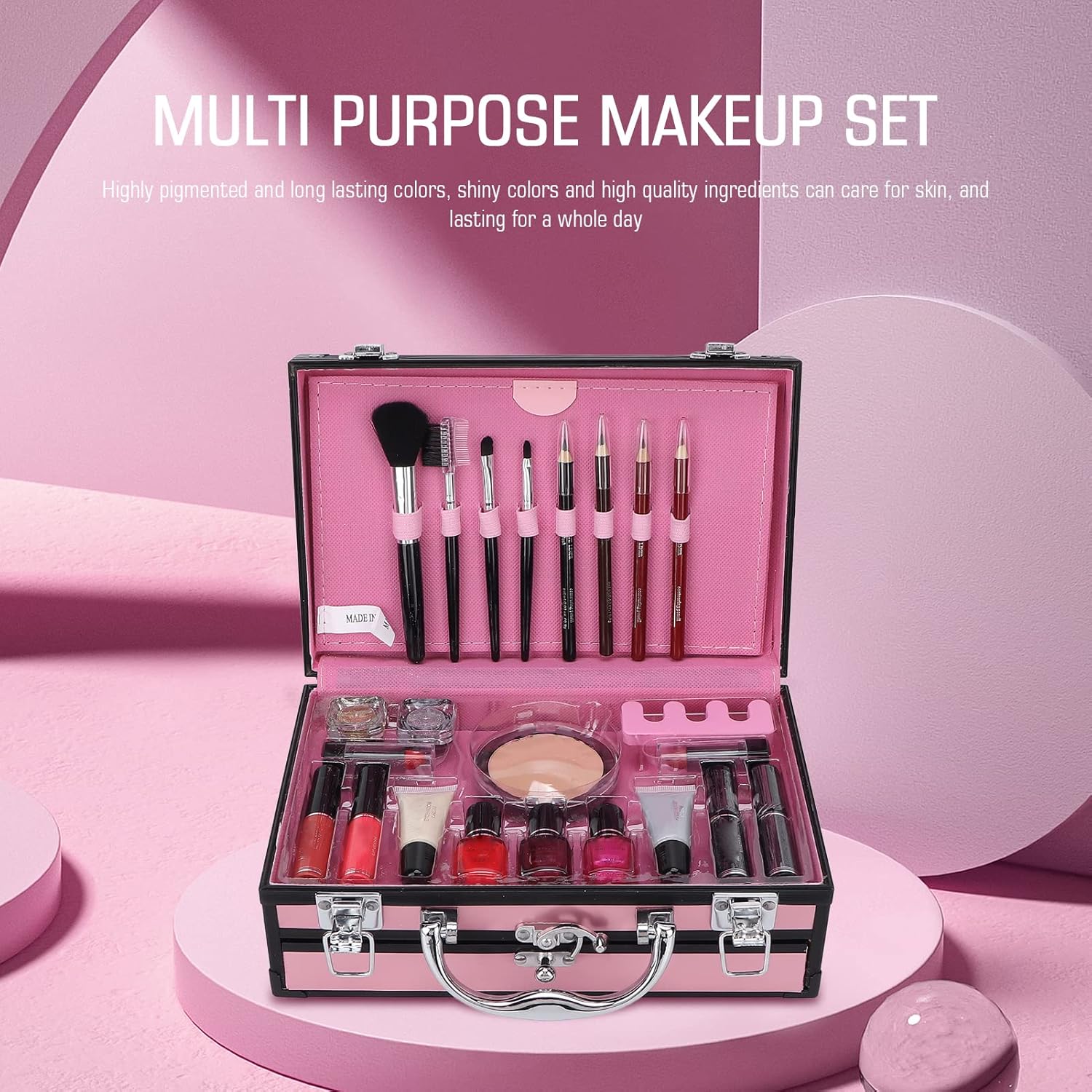 Makeup Nail Art Gift Set Eyeshadow Eyeliner Face Makeup Essential Starter Kit for Beginners Makeup Artist Women Home Travel Dance Stage Performance