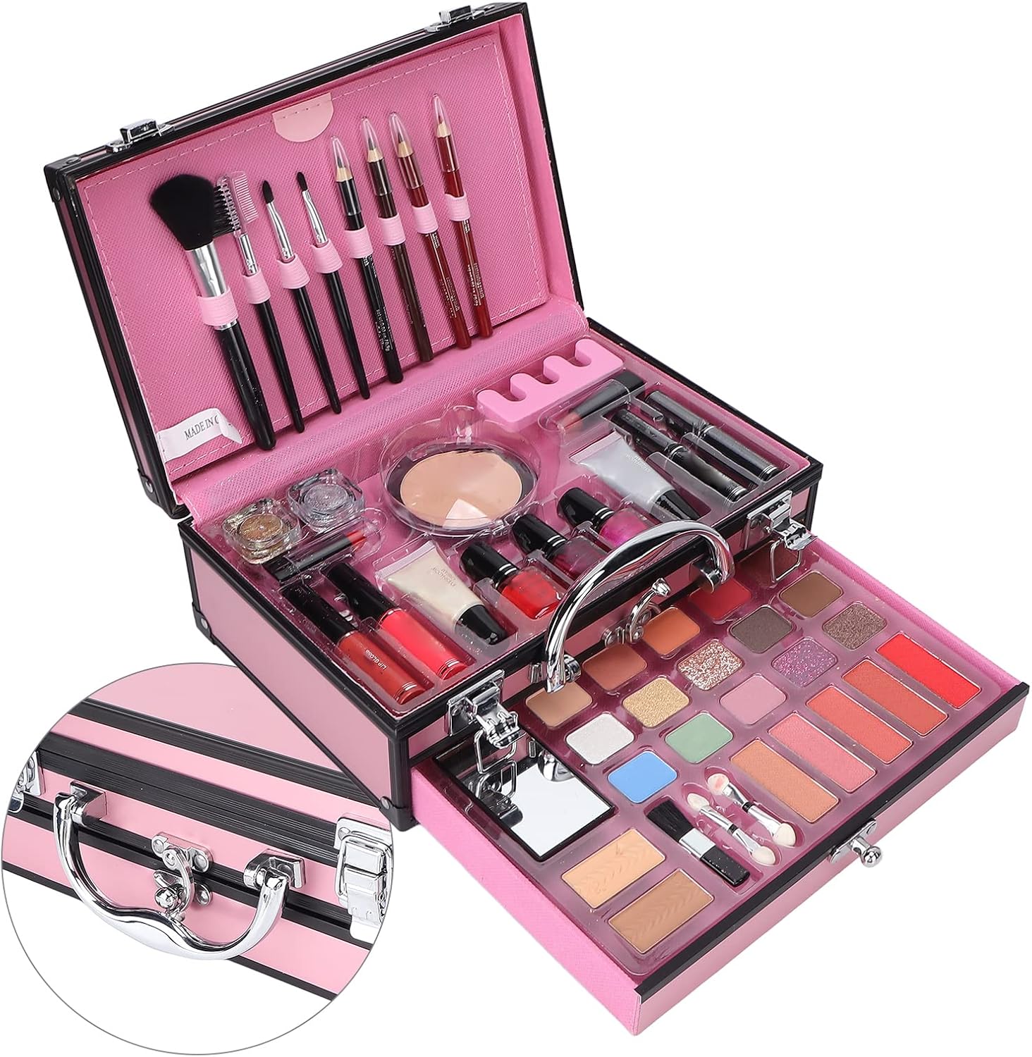 Makeup Nail Art Gift Set Eyeshadow Eyeliner Face Makeup Essential Starter Kit for Beginners Makeup Artist Women Home Travel Dance Stage Performance