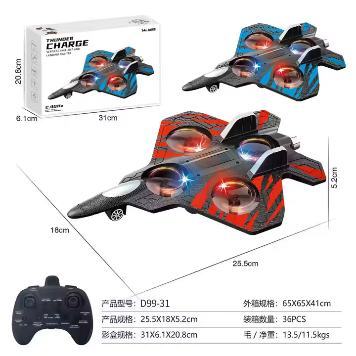 360° Flips RC Plane 3-Gear Speeds Safe Remote Control Airplane One-Click Take Off Landing EPP Foam Plane Toys