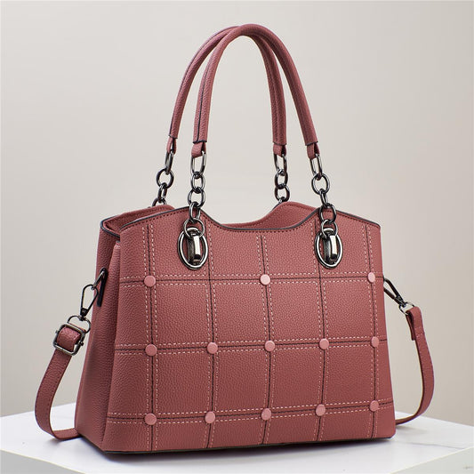 Classic Grid-Stitched Handbag - Convertible Design