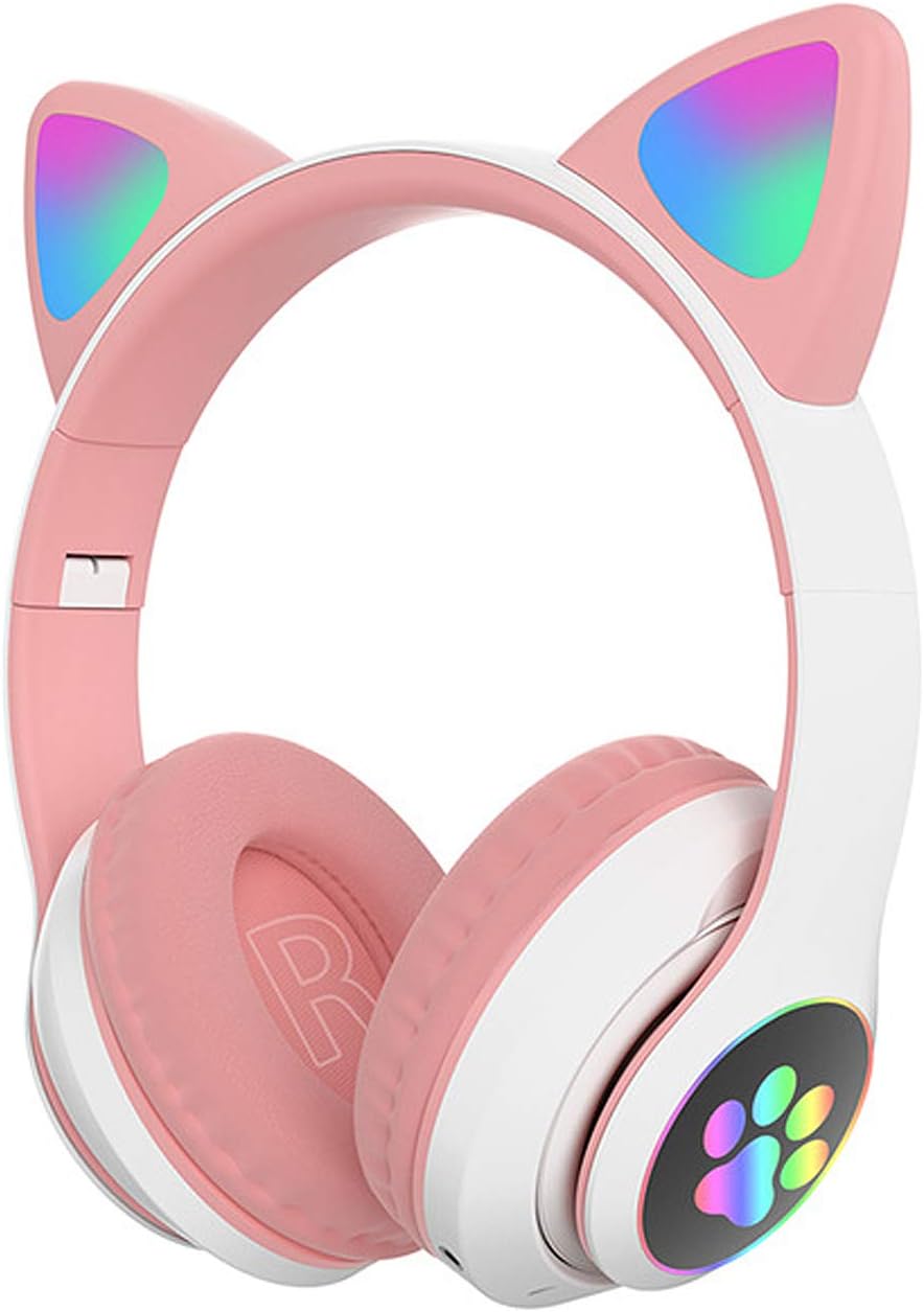 STN-28 Over Ear Music Headset Glowing Cat Ear Headphones Foldable Wirel BT5.0