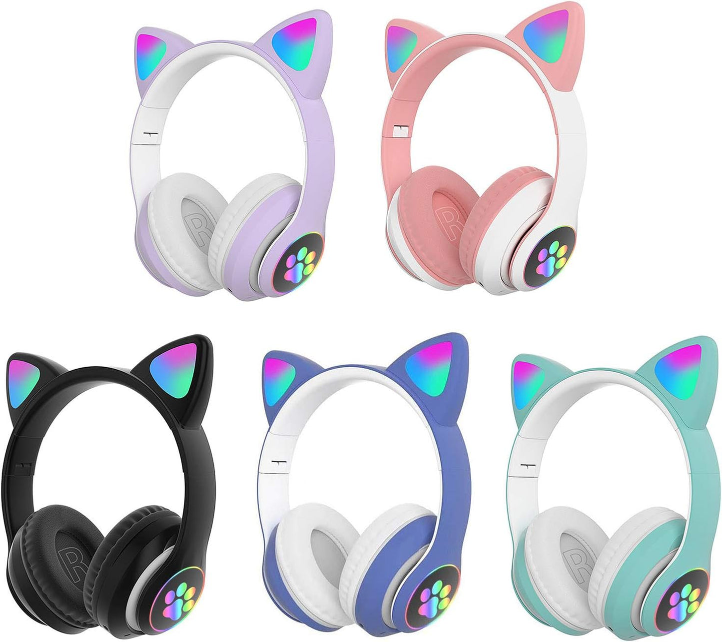 STN-28 Over Ear Music Headset Glowing Cat Ear Headphones Foldable Wirel BT5.0