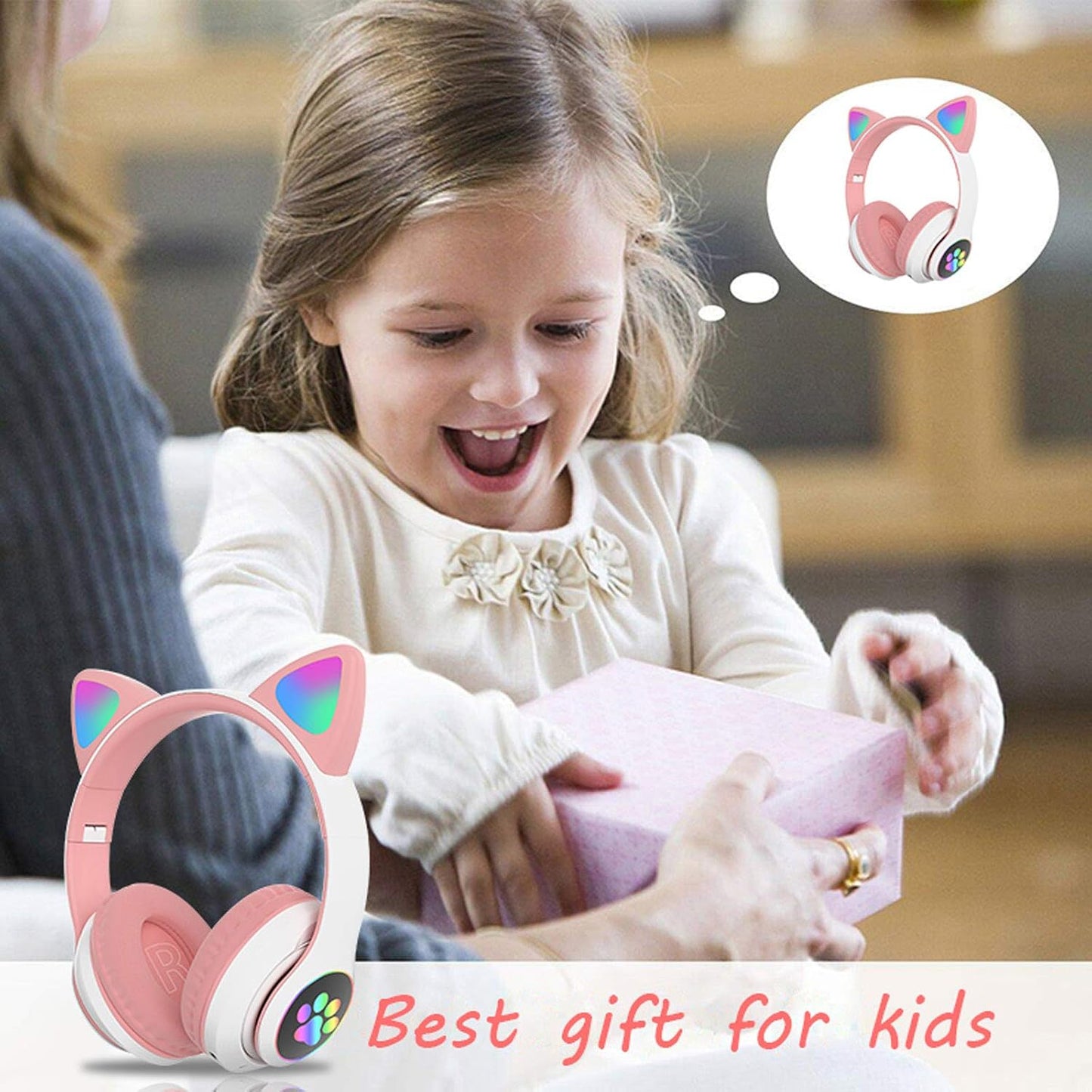 STN-28 Over Ear Music Headset Glowing Cat Ear Headphones Foldable Wirel BT5.0