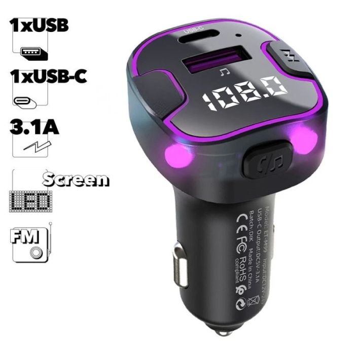 Earldom ET-M99 Car Charger with USB Port and LED Display