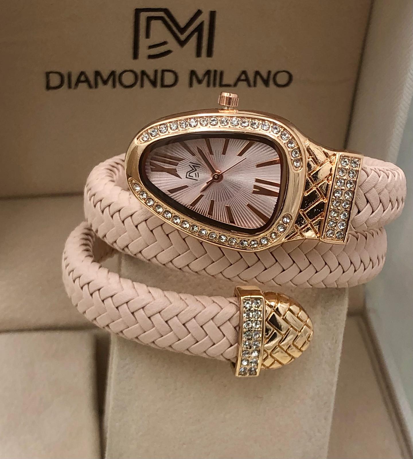 Braided Leather Diamond Serpentine Timepiece