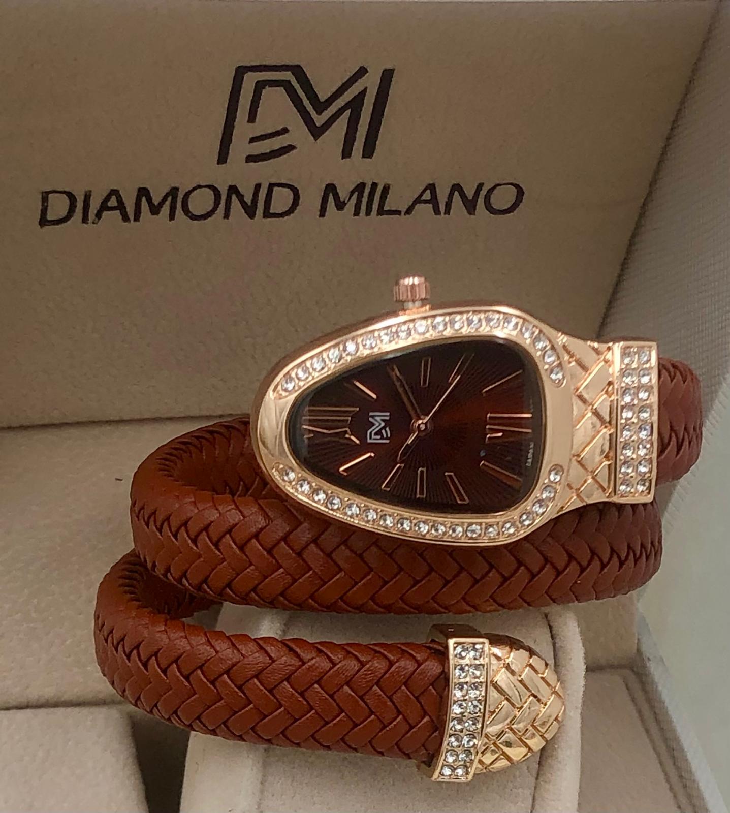 Braided Leather Diamond Serpentine Timepiece