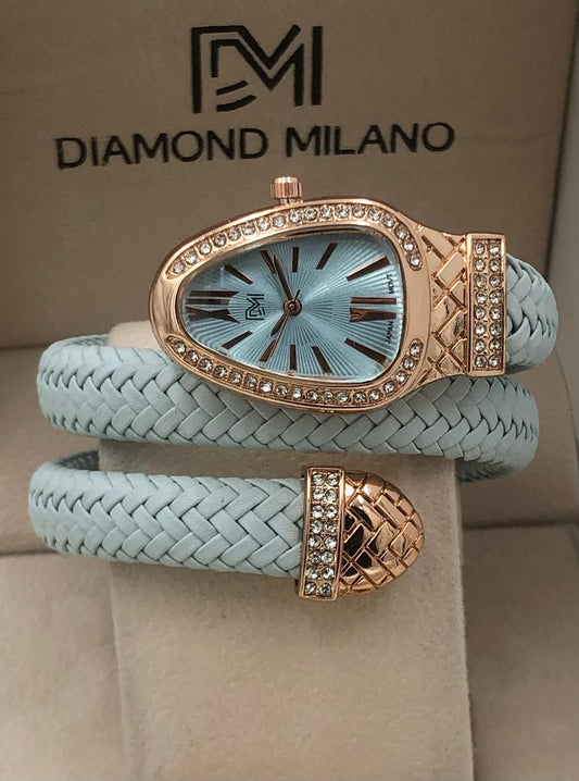 Braided Leather Diamond Serpentine Timepiece
