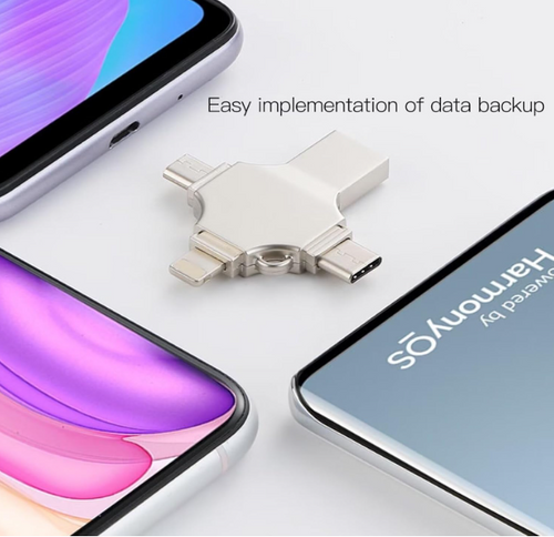 1TB, 4 in 1 Port Ultra Fast USB 3.0 Flash Drive Memory Stick for Samsung iPhone