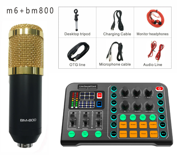 Sound card microphone with set English tuner supports multi-platform universal