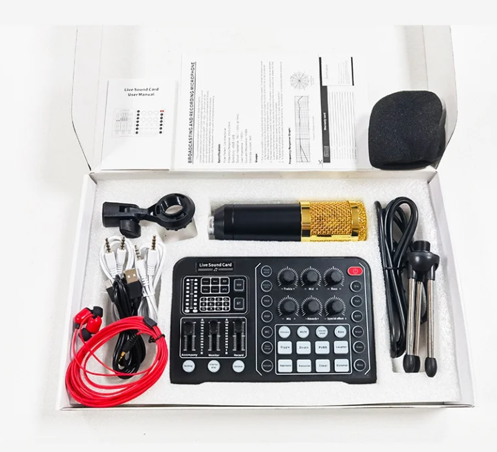 Sound card microphone with set English tuner supports multi-platform universal