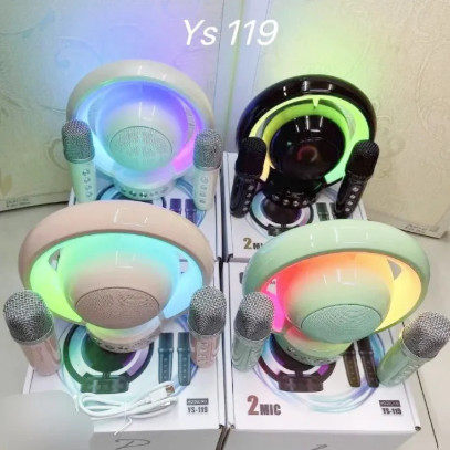 Mini Karaoke Wireless Bluetooth Light Show Speake Dual Microphone Speaker 3D Stereo Amplifier With Stand Bluetooth Speakers Home mini Karaoke KTV