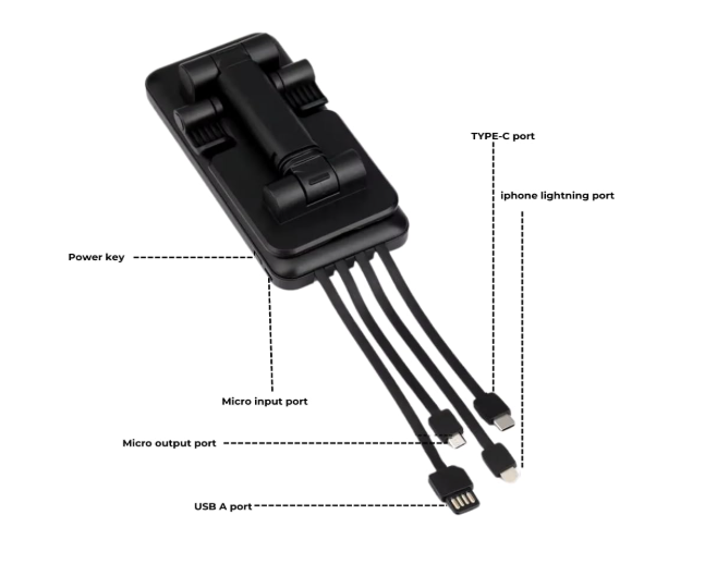 Homified Powerstand 10000Mah, Black | Powerbank with Inbuilt Stand |