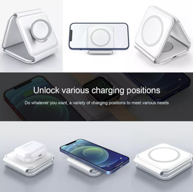 O-Lonnie HD-02 3 in 1 Portable Folding Magnetic Wireless Charger 15W