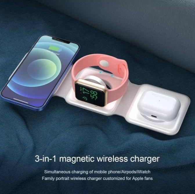 O-Lonnie HD-02 3 in 1 Portable Folding Magnetic Wireless Charger 15W